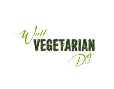 World Vegetarian Day, World and Food typography logo green natural concept, fresh vegetable, vegan day, vegetarian green logo, 3D rendering clipart