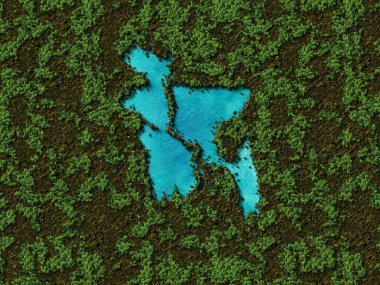 Bangladeş 'in 3 boyutlu yeşil orman ada haritası, okyanustaki Bangladeş haritası, doğayı, çevreyi ve dünyayı koru. Tüm ülkeler iklim değişikliği, Çevre Günü konseptiyle başa çıkmak için birlikte çalışacaklar,