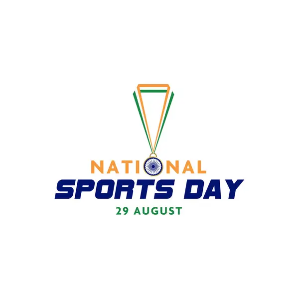 stock vector National Sports Day India logo name Indian flag made medel, illustration of Indian sportsperson from different field victory in the championship on tricolor India banner poster social media post