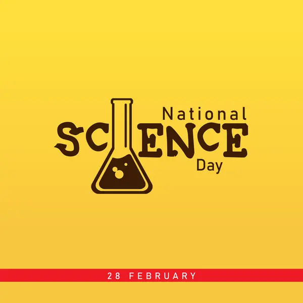 stock vector National Science Day Icon symbol typography creative logo, celebrated on 28th February. Vector illustration of banner, header, and poster for Scientific laboratory in flat line style, Science brain