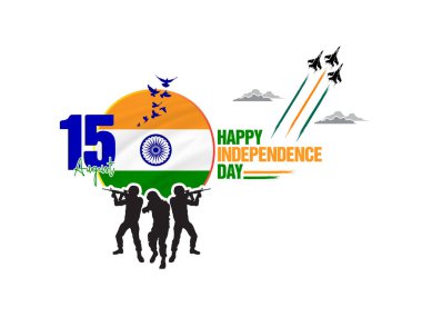 Indian Independence Day Creative Design concept 15th August, Indian Army, celebrating the victory of the Indian Army on Republic Day, Amar Jawan Jyoti. Kargil Victory Day. Indian Army Martyrs Day clipart