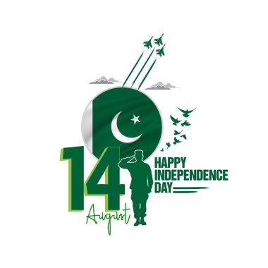 Pakistan Independence Day Creative Design concept 14 August 1947, Pakistani people and Army celebrating the 76th Independence Day of Pakistan, Vector illustration of National Day, Quaid e Azam republic  clipart