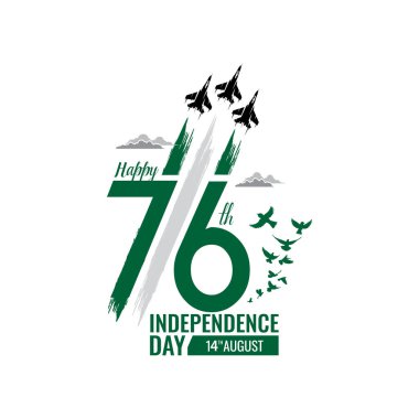 Pakistan Independence Day Creative Design concept 14 August 1947 Pakistani people and Army celebrating the 76th Independence Day of Pakistan, Vector illustration of National Day, Quaid e Azam republic clipart