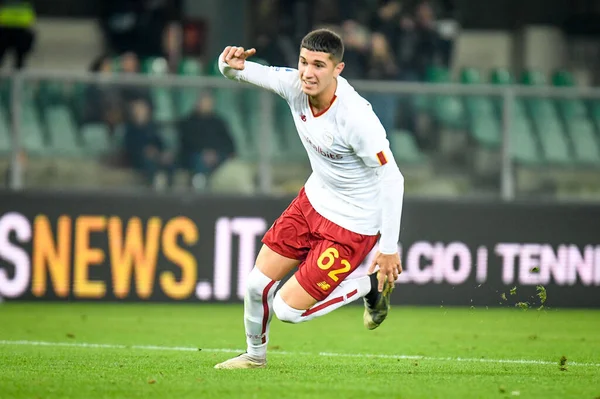 Roma Cristian Volpato Célèbre Après Avoir Marqué Lors Match Football — Photo