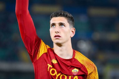 Roma 'nın İtalya futbolu Serie A maçındaki Pietro Boer portresi, 31 Ekim 2022' de İtalya 'nın Verona kentindeki Marcantonio Bentegodi stadyumunda Hellas Verona FC ile AS Roma maçında çekildi.