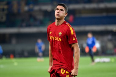 İtalyan futbolu Serie A maçında Roma 'nın Cristian Volpato portresi, 31 Ekim 2022' de İtalya 'nın Verona kentindeki Marcantonio Bentegodi stadyumunda Hellas Verona FC ile AS Roma maçında çekildi.