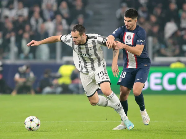 Juventus Takımından Federico Gatti Uefa Şampiyonlar Ligi Grubu Juventus Paris — Stok fotoğraf