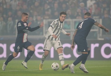 UEFA Şampiyonlar Ligi H Grubu sırasında Juventus Fc 'ten Fabio Miretti, 2002 Kasım 2022' de İtalya 'nın Allianz Stadyumu' nda Juventus Fc ve Paris Saint Germain arasında oynanan futbol karşılaşması. Fotoğraf: Nderim Kaceli - Fotoğraf: Nderim Kaceli / LiveMedi