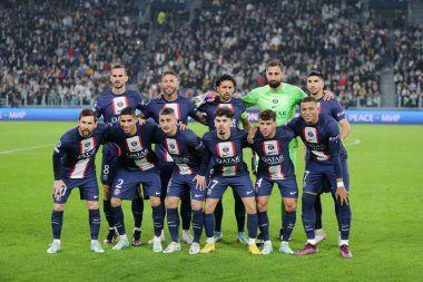 Psg takım fotoğrafı UEFA Şampiyonlar Ligi H Grubu sırasında, Juventus Fc ile Paris Saint Germain arasında oynanan futbol maçı, 02 Kasım 2022 tarihinde İtalya 'nın başkenti Torino' daki Allianz Stadyumu 'nda çekildi. Fotoğraf: Nderim Kaceli - Fotoğraf: Nderim Kaceli / LiveMedi