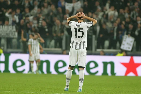Federico Gatti Juventus Uefa Şampiyonlar Ligi Futbol Karşılaşması Sırasında Talya — Stok fotoğraf