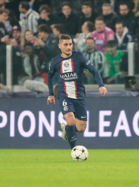 UEFA Şampiyonlar Ligi H Grubu sırasında Paris Saint-Germain FC 'den Marco Verratti, 2 Kasım 2022 tarihinde İtalya' nın Allianz Stadyumu 'nda Juventus Fc ve Paris Saint Germain arasında oynanan futbol karşılaşması. Fotoğraf: Nderim Kaceli - Fotoğraf: Nderim Kaceli / LiveMedi