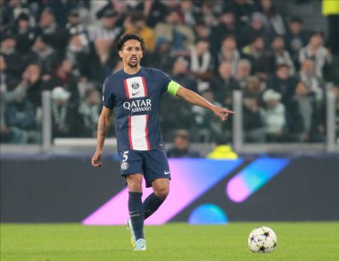 UEFA Şampiyonlar Ligi H Grubu sırasında Paris Saint-Germain FC Marquinhos, 2 Kasım 2022 tarihinde İtalya 'nın Allianz Stadyumu' nda Juventus Fc ve Paris Saint Germain arasında oynanan futbol karşılaşması. Fotoğraf: Nderim Kaceli - Fotoğraf: Nderim Kaceli / LiveMedi
