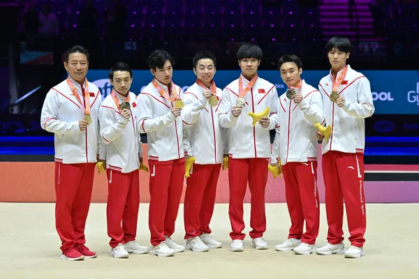 Team Final Mag Aranyérem Kína Torna Alatt Művészi Torna Világbajnokság — Stock Fotó
