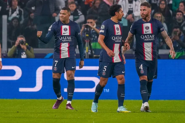 Kylian Mbappe Paris Saint Germain Celebra Gol Durante Partido Fútbol — Foto de Stock