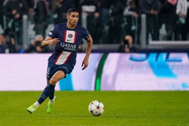 Achraf Hakimi (Paris Saint Germain FC) UEFA Şampiyonlar Ligi maçında Juventus FC, Paris Saint-Germain FC 'ye karşı Torino, İtalya' daki Allianz Stadyumu 'nda, Kasım 02, 2022 - Fotoğraf: Luca Rossin