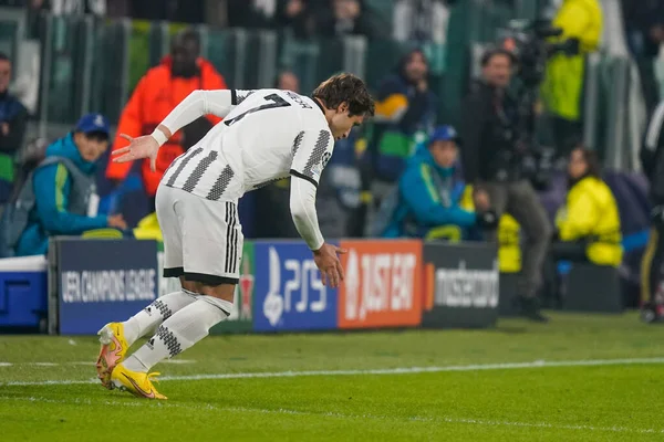 Federico Chiesa Juventus Entra Campo Durante Partido Fútbol Liga Campeones —  Fotos de Stock