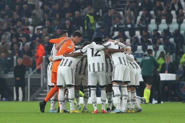 Équipe Juventus Début Match Lors Match Football Uefa Ligue Des — Photo
