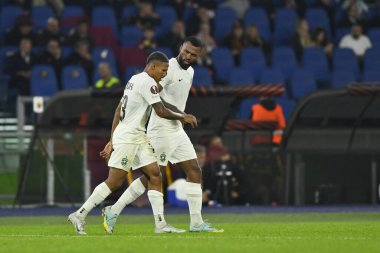 PFC Ludogorets 'ten Rick ve PFC Ludogorets' ten Thiago, A.S. Roma ve PFC Ludogorets 1945 arasındaki UEFA Avrupa Ligi C Grubu maçının altıncı gününde 3 Kasım 2022 'de İtalya' nın Roma kentinde Olimpico Stadyumu 'nda oynandılar. - Fotoğraf: Domenico Cippitelli / LiveMedi