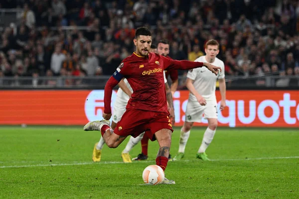 Lorenzo Pellegrini Roma Gol Durante Partido Fútbol Uefa Europa League — Foto de Stock