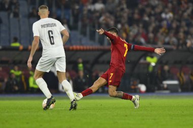 3 Kasım 2022 'de İtalya' nın başkenti Roma 'da Olimpico Stadyumu' nda oynanan A.S. Roma ve PFC Ludogorets arasındaki UEFA Avrupa Ligi C Grubunun altıncı gününde Lorenzo Pellegrini. - Fotoğraf: Domenico Cippitelli / LiveMedi