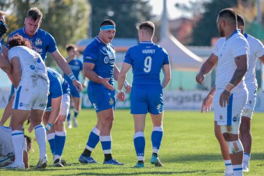 Stephen Varney (İtalya) ve Danilo Fischetti (İtalya) Sonbahar Uluslar Serisi rugby maçı 2022 Test Maçı sırasında - İtalya, Padua, İtalya 'daki Plebiscito stadyumunda Samoa' ya karşı, Kasım 05, 2022 - Kredi: Mattia Radon