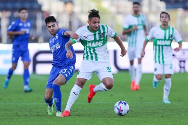 Luca D 'andrea (ABD Sassuolo) İtalya' nın Empoli şehrindeki Carlo Castellani Stadyumu 'nda oynanan Serie A maçında Empoli FC, ABD Sassuolo' ya karşı.