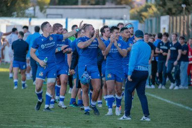 İtalya 'nın mutluluğu, Autumn Nations Series ragbi maçı 2022 Test Maçı' nda kazanıldıktan sonra - İtalya, Padua, İtalya 'daki Plebiscito Stadyumu' nda Samoa 'ya karşı - Fotoğraf: Mattia Radon