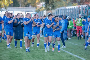 İtalya 'nın mutluluğu, Autumn Nations Series ragbi maçı 2022 Test Maçı' nda kazanıldıktan sonra - İtalya, Padua, İtalya 'daki Plebiscito Stadyumu' nda Samoa 'ya karşı - Fotoğraf: Mattia Radon