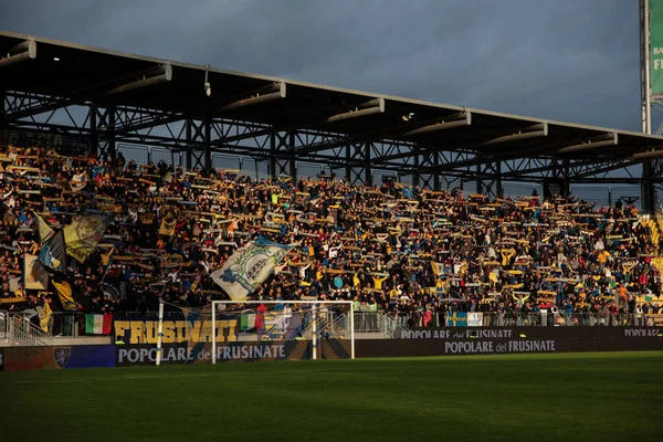 Frosinone Calcio Supporters Tijdens Italiaanse Voetbalwedstrijd Serie Frosinone Calcio Perugia — Stockfoto