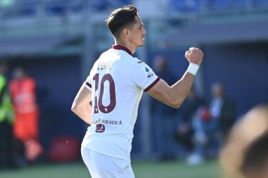 Sasa Lukiç (Torino Fc) İtalya futbol takımı Serie A maçında attığı golü Bologna FC ile Torino FC karşılaşmasında İtalya 'nın Bologna kentindeki Renato Dall' Ara stadyumunda kutladı.