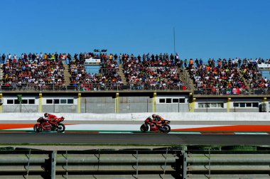 Francesco Bagnaia takımı Ducati 2022 Dünya MotoGP Şampiyonası 2022 MitoGP İspanya Grand Prix - Gran Premio Motul de la Comunitat Valenciana - Valenciana Circuit Ricardo Tormo 'da yarış, İspanya, 06 Kasım 202