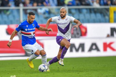 Fabio Quagliarella (Sampdoria) - İtalya 'nın başkenti Cenova' da bulunan Luigi Ferraris Stadyumu 'nda oynanan UC Sampdoria maçında Riccardo Saponara (Fiorentina) - Fotoğraf: Danilo Vig