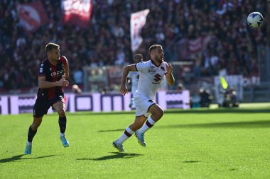 Nikola Vlasiç (Torino FC) İtalya 'nın Bologna şehrindeki Renato Dall' Ara Stadyumu 'nda oynanan Bologna FC maçında görev başında.