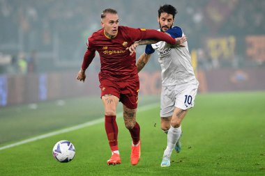 AS Roma takımından Rick Karsdorp, AS Roma ile SS Lazio arasında 6 Kasım 2022 'de İtalya' nın başkenti Roma 'da oynanan karşılaşmada görülüyor. - Fotoğraf: Gennaro Masi / LiveMedi