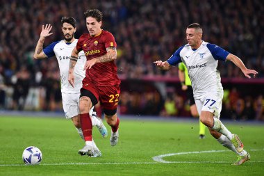 AS Roma takımından Nicolo Zaniolo, AS Roma ile SS Lazio arasında 6 Kasım 2022 'de İtalya' nın başkenti Roma 'da oynanan karşılaşmada görülüyor. - Fotoğraf: Gennaro Masi / LiveMedi