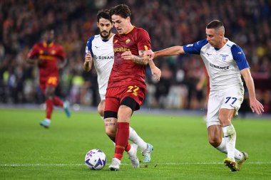 AS Roma takımından Nicolo Zaniolo, AS Roma ile SS Lazio arasında 6 Kasım 2022 'de İtalya' nın başkenti Roma 'da oynanan karşılaşmada görülüyor. - Fotoğraf: Gennaro Masi / LiveMedi