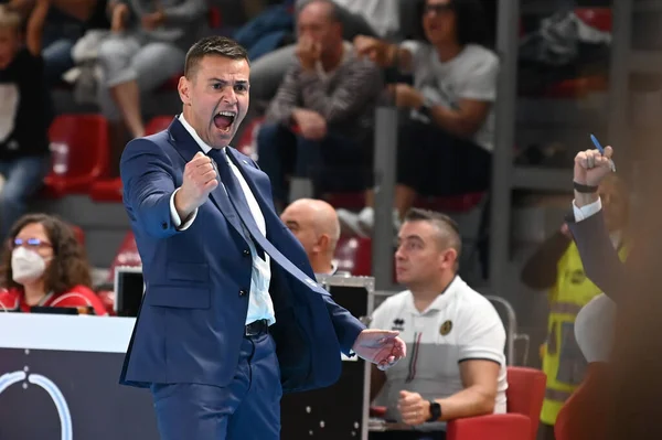 Gianlorenzo Blengini Entrenador Cucine Lube Civitanova Durante Campeonato Superliga Voleibol — Foto de Stock