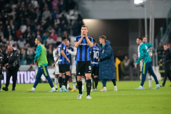 Edin Dzeko Van Inter Tijdens Italiaanse Serie Voetbalwedstrijd Tussen Juventus — Stockfoto