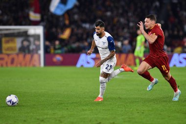 SS Lazio 'dan Elseid Hysaj, 6 Kasım 2022' de İtalya 'nın başkenti Roma' da AS Roma ve SS Lazio arasında oynanan Serie A karşılaşmasında. - Fotoğraf: Gennaro Masi / LiveMedi
