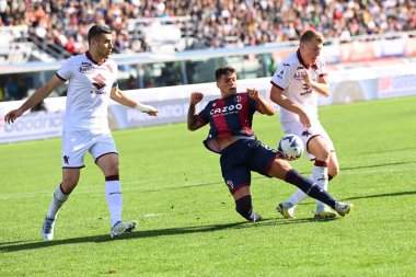 Nicolas Dominguez (Bologna Fc) İtalya 'nın Bologna şehrindeki Renato Dall' Ara Stadyumu 'nda oynanan Bologna FC maçında görev başında.