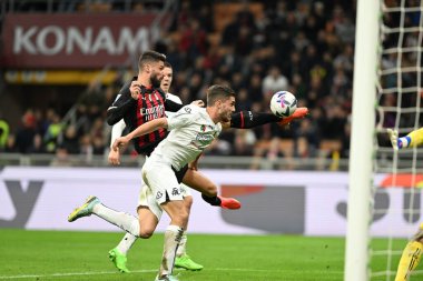 Ac Milan 'dan Olivier Giroud, İtalya' nın Milano şehrindeki Giuseppe Meazza _ San Siro Stadyumu 'nda oynanan AC Milan ve AC Spezia serie A maçında gol attı. Fotoğraf: Tiziano Ballabio - Fotoğraf: Tiziano Ballabi
