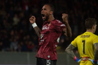 Hernani Azevedo Reggina, İtalya 'nın Reggio Calabria şehrindeki Oreste Granillo Stadyumu' nda oynanan 1914 Cenova-Cenova CFC karşılaşmasında gol 2-1 'lik galibiyetini kutluyor.