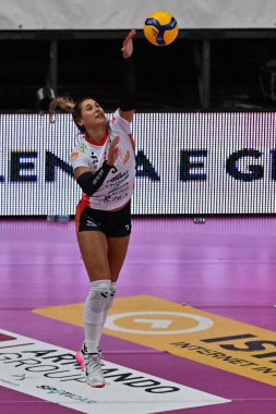 Danielle Drews (Cuneo) voleybol maçında İtalyan Serie A1 Kadınlar Cuneo Granda Volley ile Prosecco Doc Imoco Conegliano arasında Cuneo, İtalya 'daki Pala Ubi Banca' da oynanan maçta, 5 Kasım 2022 - Fotoğraf: Danilo Vig