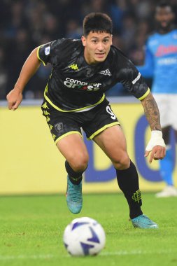 Empoli Futbol Kulübü 'nden Martin Satriano, Diego Armando Maradona Stadyumu' ndaki SSC Napoli v Empoli FC ile oynanan Serie A karşılaşmasında görev başında.