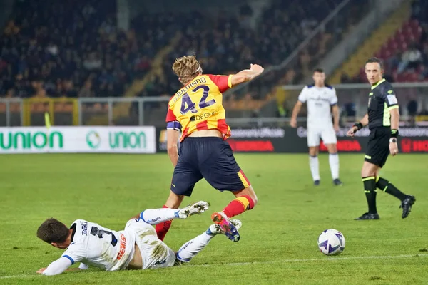 Morten Hjulmand Lecce Joakim Maehle Atalanta Italian Soccer Serie Match — Stock Photo, Image