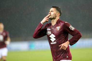 Nemania Radonjiç (Torino FC), İtalya 'nın Torin kentindeki Olimpico Grande Torino Stadyumu' nda oynanan Torino FC-UC Sampdoria maçında golü kutluyor.