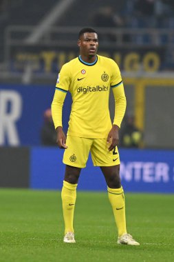 Inter Fc takımından Denzel Dumfries 16 Ekim 2022 'de İtalya' nın Milano şehrindeki Giuseppe Meazza San Siro Stadyumu 'nda Inter FC Internazionale ve Bologna Fc arasında oynanan maçta. Fotoğraf: Tiziano Ballabio - Fotoğraf: Tiziano Ballabio / Liv