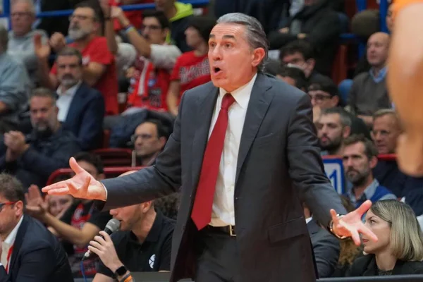 Sergio Scariolo Hlavní Trenér Virtus Segafredo Bologna Basketbalovém Mistrovství Euroligy — Stock fotografie