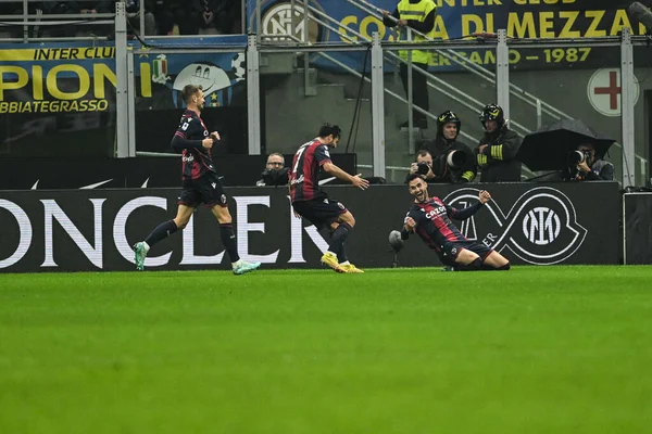 Team Bologna Ünnepli Gólt Olasz Serie Tootball Mérkőzés Között Inter — Stock Fotó