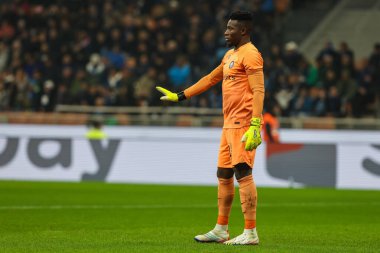FC Internazionale 'den Andre Onana, Giuseppe Meazza Stadyumu' ndaki FC Internazionale ile Bologna FC arasında oynanan 2022 / 23 futbol karşılaşmasında 09 Kasım 2022 - Fotoğraf: Fabrizio Carabelli / LiveMedi